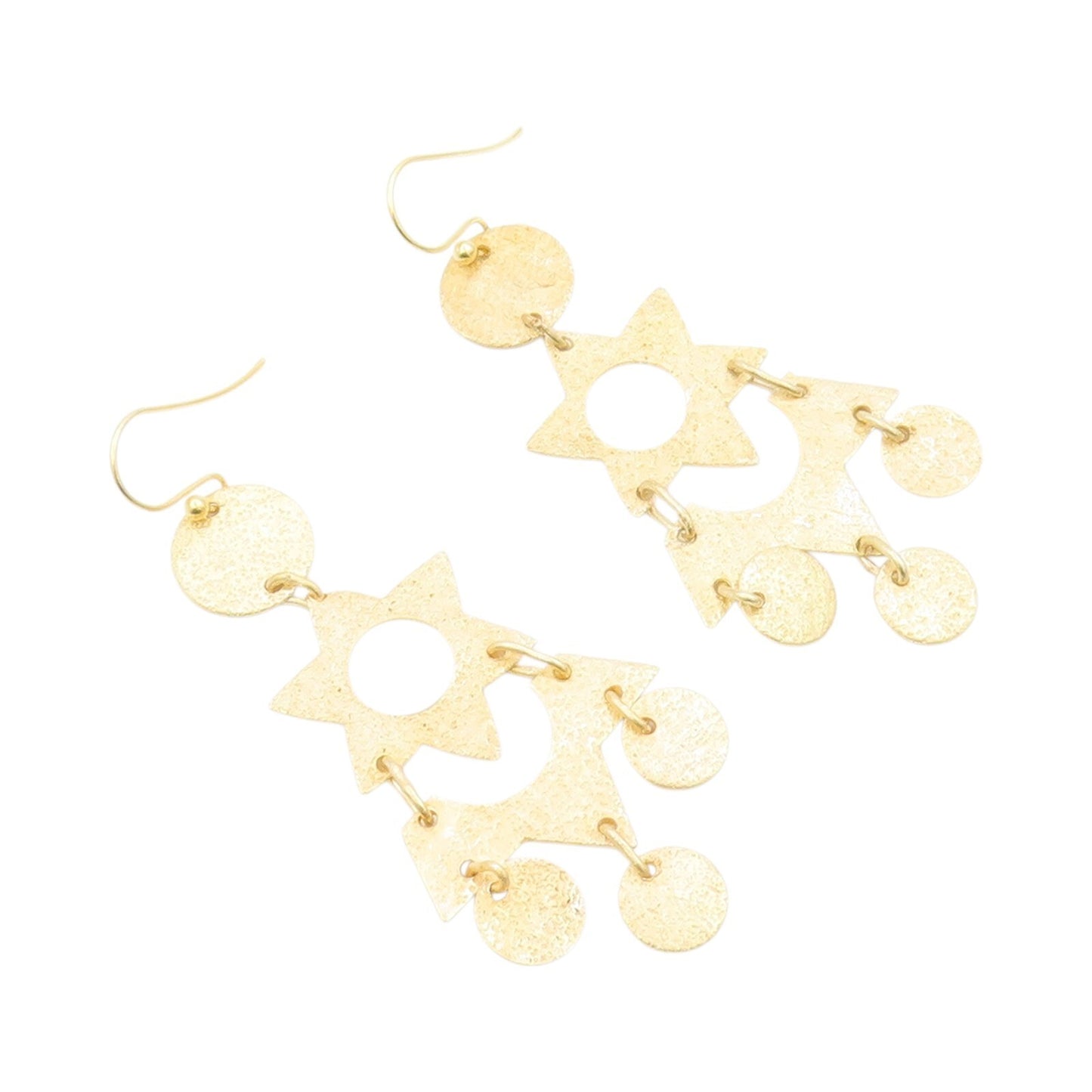 925 Sterling Silver Vintage Earrings Gold Plated Dangling Chandelier Cut EG13324