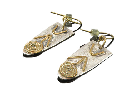 JOHN CHAVEZ NAVAJO 925 Sterling Silver Vintage Two Tone Figure Earrings  EG5202