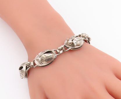 925 Sterling Silver Vintage Bracelet LA PAGLIA Botanical Tulip Link  BT12213