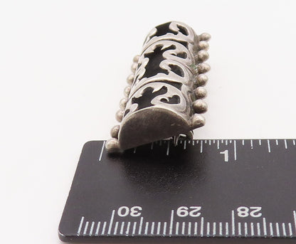 925 Sterling Silver Vintage Brooch Pin Solid Cutout Fire Design Cylinder BP11237