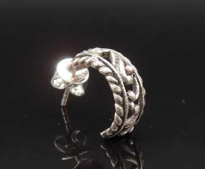 925 Sterling Silver  Vintage Rope Twist Edge Scroll Hoop Earrings  EG11699