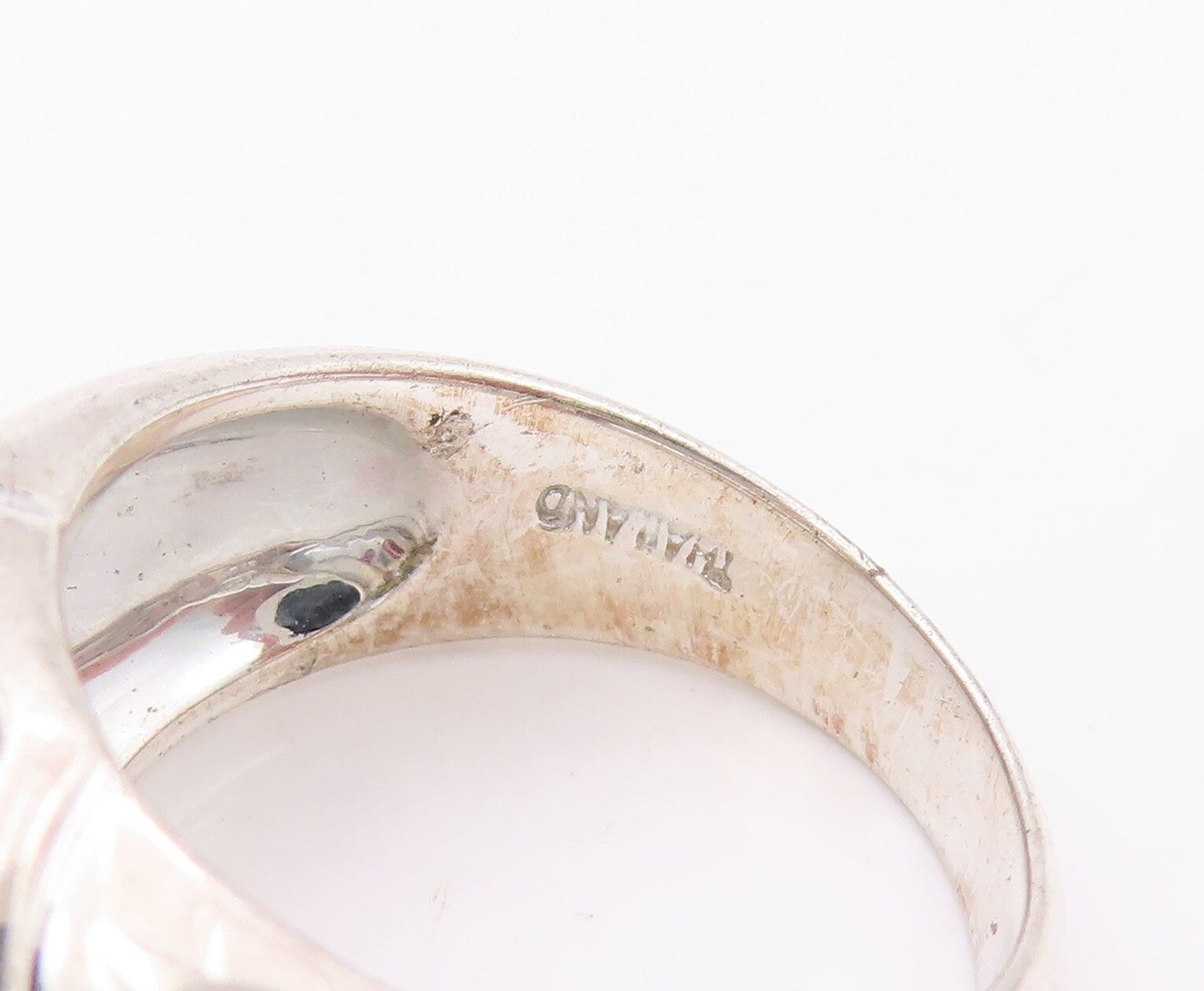 925 Sterling Silver Vintage Ring Pink Round CZ Box Carved Inlay  Sz 6  RG32025