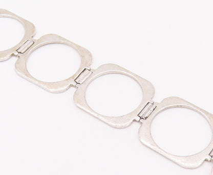 925 Sterling Silver Vintage Bracelet Cutout Circular Liked Agate Lock  BT10373