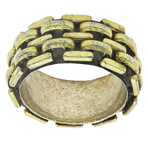 925 Sterling Silver  Vintage Gold Plated Brick Layer Band Ring Sz 8  RG19360