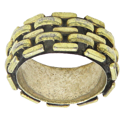 925 Sterling Silver  Vintage Gold Plated Brick Layer Band Ring Sz 8  RG19360