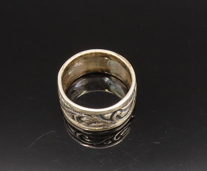 925 Sterling Silver  Vintage Carved Vine Swirl Band Ring Sz 7.5  RG25778