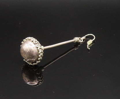 925 Silver  Vintage Twisted Rope Wrapped Pole & Bead Ball Earrings  EG11787