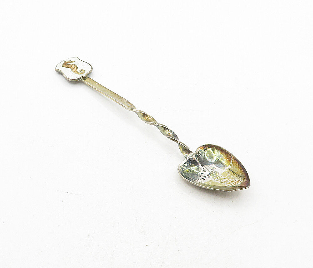 BREADNER M. CO.  925 Silver  Vintage Enamel Seahorse Demitasse Spoon  TR1157