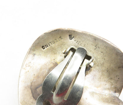 925 Sterling Silver  Vintage Dark Tone Hollow Non Pierce Earrings  EG4633