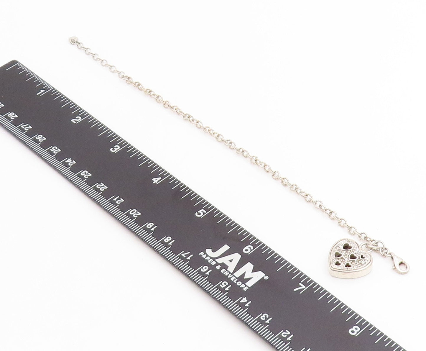 925 Sterling Silver Vintage Bracelet Genuine Diamonds Love Heart Chain  BT11854