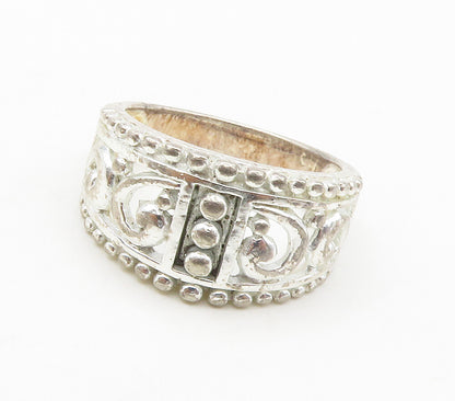 925 Sterling Silver  Shiny Open Swirl Bubble Trim Band Ring Sz 7  RG16445