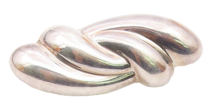 MEXICO 925 Sterling Silver  Vintage Shiny Hollow Swirl Brooch Pin  BP4314