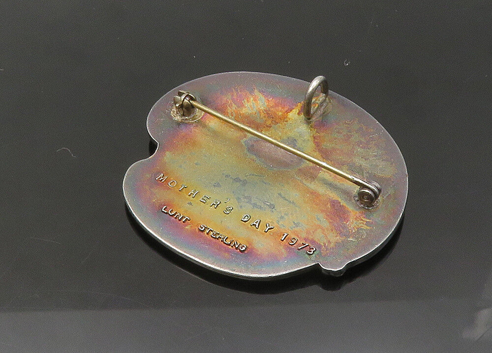 LUNT 925 Sterling Silver  Vintage Mother's Day 1973 Shiny Brooch Pin  BP8566