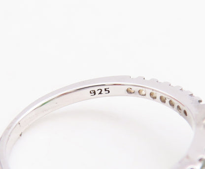 925 Sterling Silver Vintage Ring Minimalist Round Green Halo CZ  Sz 7.5 RG29517