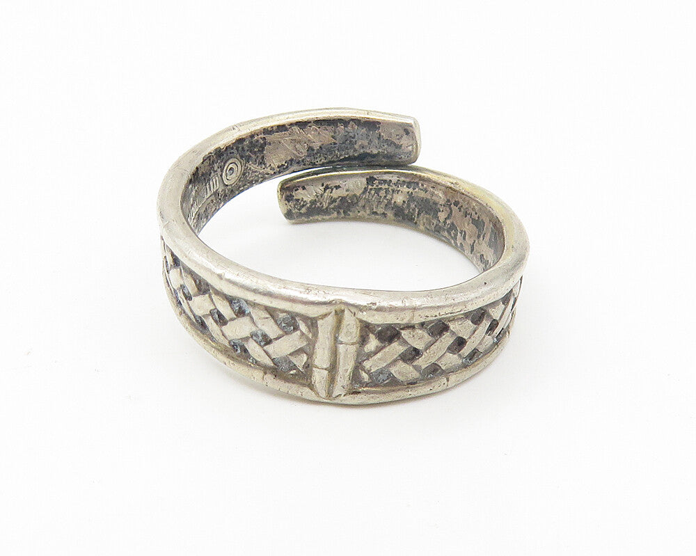 INTERNATIONAL 925 Silver Vintage Braided Bypass Band Ring Sz 4.5 RG11082