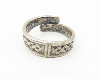 INTERNATIONAL 925 Silver Vintage Braided Bypass Band Ring Sz 4.5 RG11082