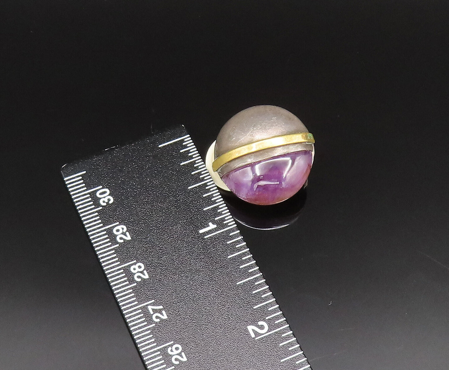 925 Silver  Vintage Round Two Tone Amethyst Non Pierced Earrings  EG11736