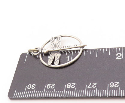 925 Sterling Silver Vintage Pendant Cutout Ring Around Dragon Fly  PT24216