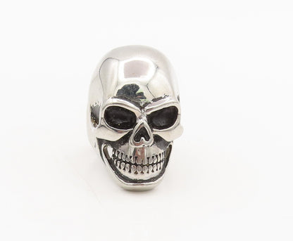 925 Sterling Silver  Vintage Heavy Carved Skull Biker Ring Sz 13.25  RG26844