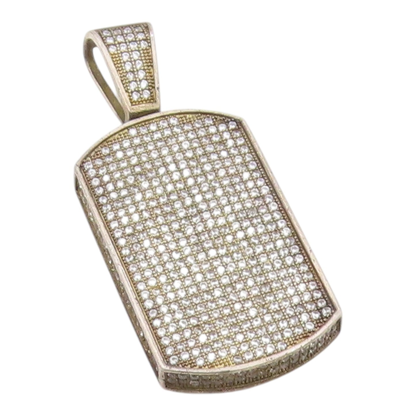 925 Sterling Silver  Vintage Shiny Cubic Zirconia Encrusted Pendant  PT12453