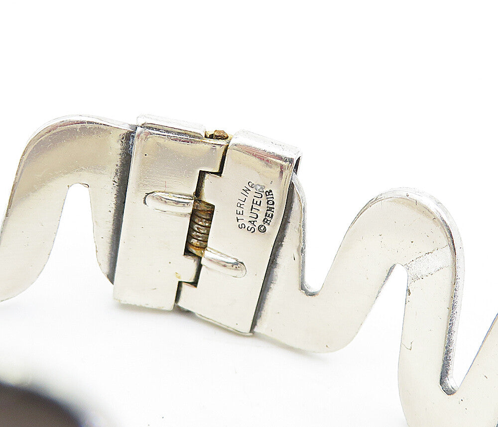 SAUTER RENOIR 925 Sterling Silver  Vintage Wavy Matte Bangle Bracelet  BT2785
