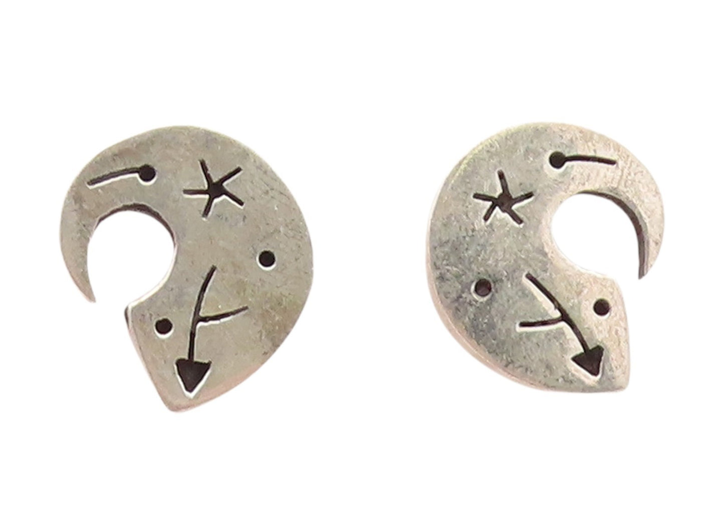 925 Sterling Silver Vintage Earrings Celestial Arrow Abstract Moon Stud  EG13927