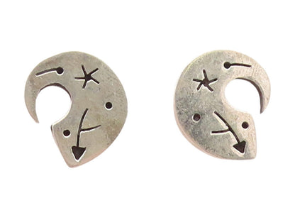 925 Sterling Silver Vintage Earrings Celestial Arrow Abstract Moon Stud  EG13927