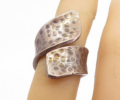 925 Sterling Silver  Vintage Antique Hammered Bypass Band Ring Sz 5.5  RG6697