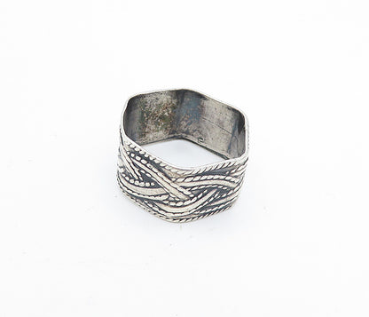 925 Sterling Silver  Vintage Antique Braided Hexagon Band Ring Sz 8  RG4118