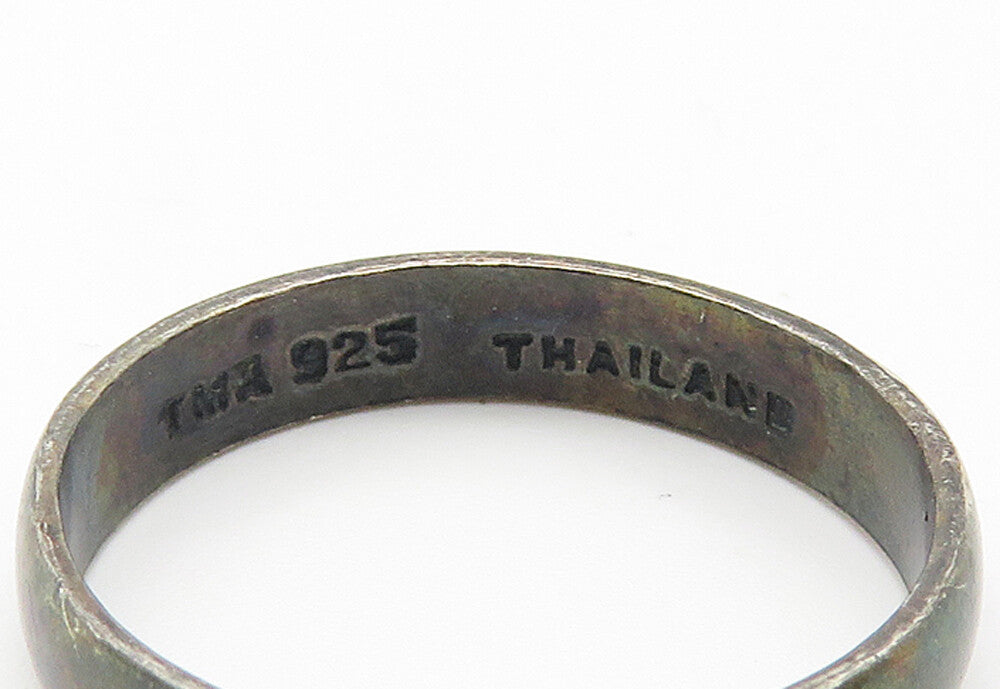 925 Sterling Silver  Vintage Oxidized Love Stamped Band Ring Sz 8  RG11404