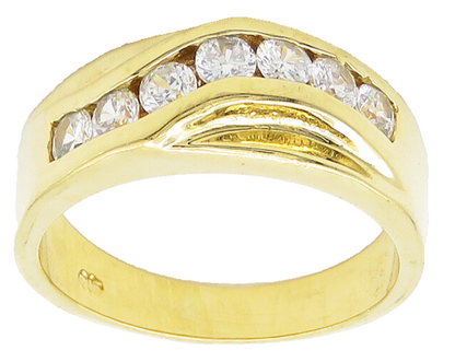 925 Sterling Silver  Shiny Cubic Zirconia Gold Plated Band Ring Sz 9  RG15905