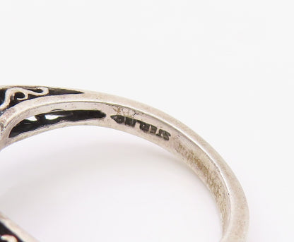 925 Sterling Silver Vintage Ring KABANA Amethyst Statement Band  Sz 7  RG36353
