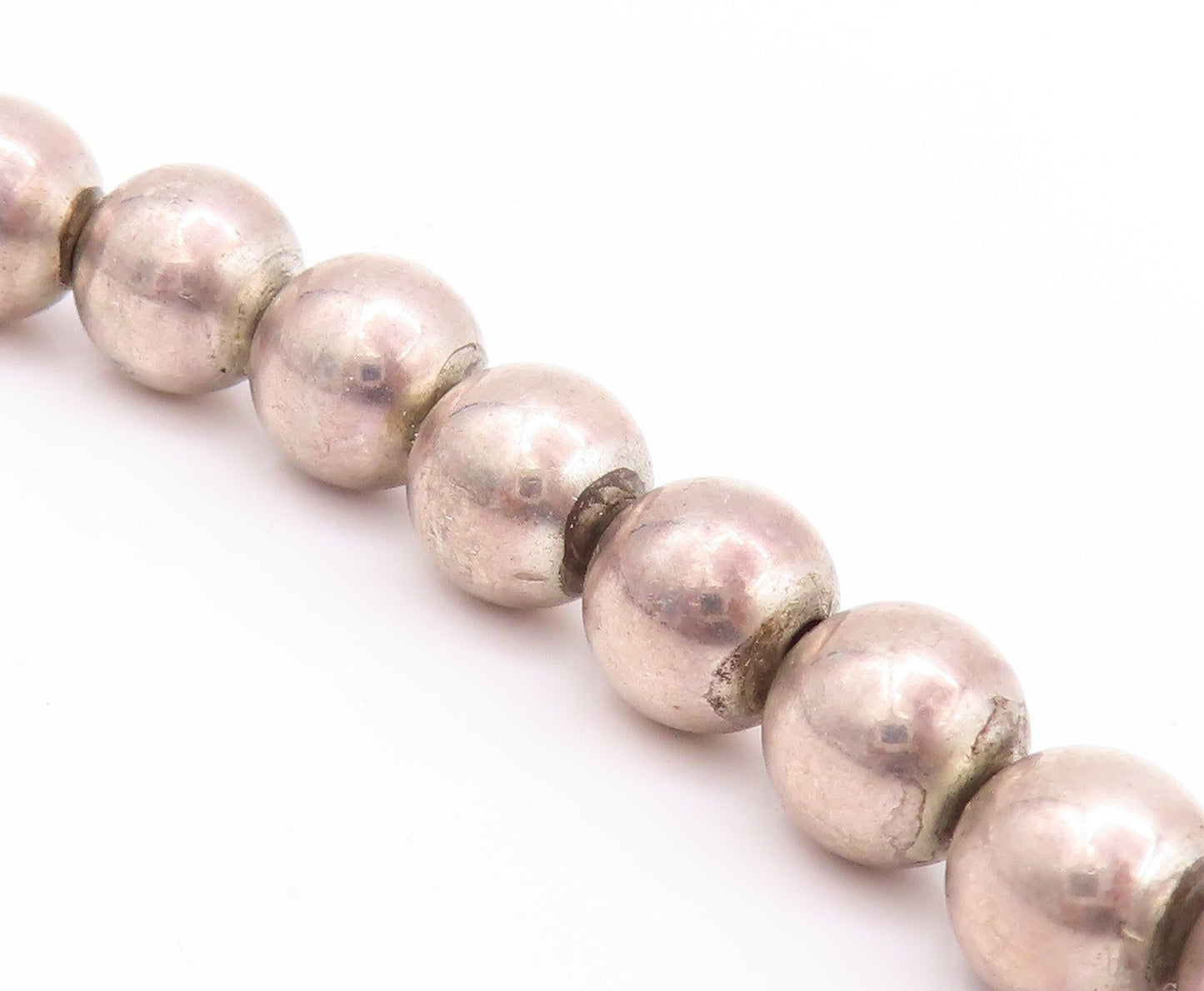 925 Sterling Silver Vintage Necklace Dark Tone Spheres & Cubes Chain  NE4545