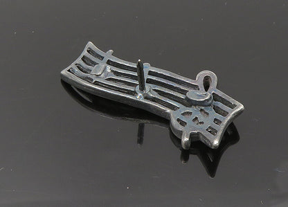 925 Sterling Silver  Vintage Treble Clef Music Notes Dark Tone  TR2999