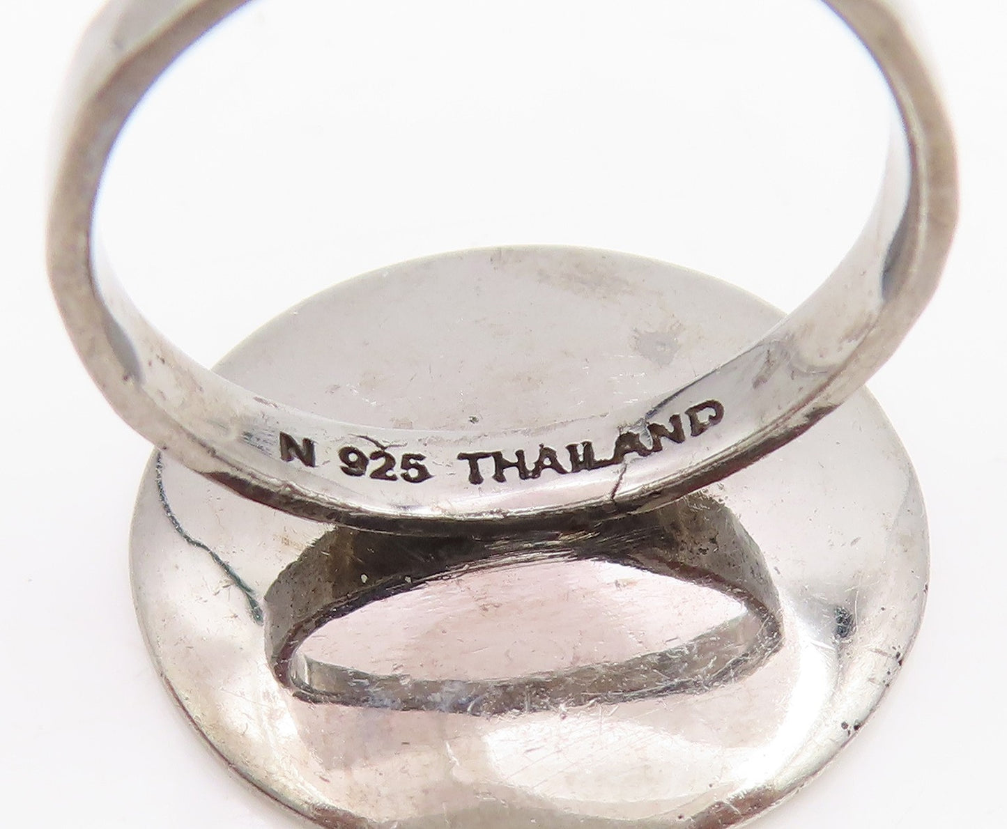 925 Sterling Silver Vintage Ring Love Heart Hammered Coin Band  Sz 6.5  RG33894