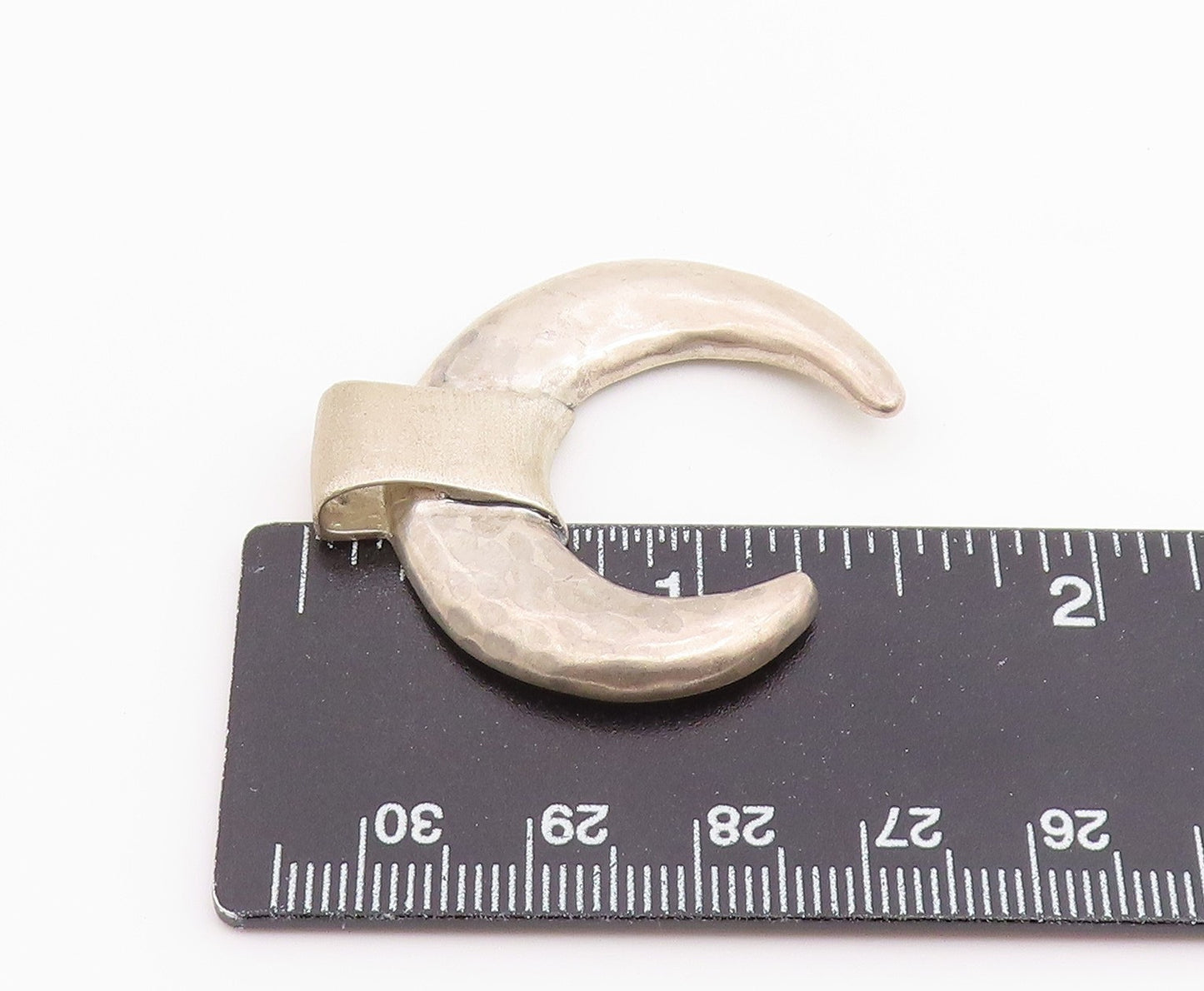 925 Sterling Silver Vintage Pendant Modernist Hammered Crescent Moon  PT26512