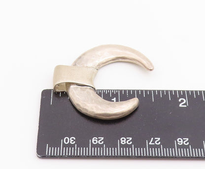 925 Sterling Silver Vintage Pendant Modernist Hammered Crescent Moon  PT26512
