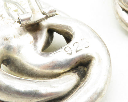 925 Sterling Silver  Vintage Two Tone Knotted Design Drop Earrings  EG5157