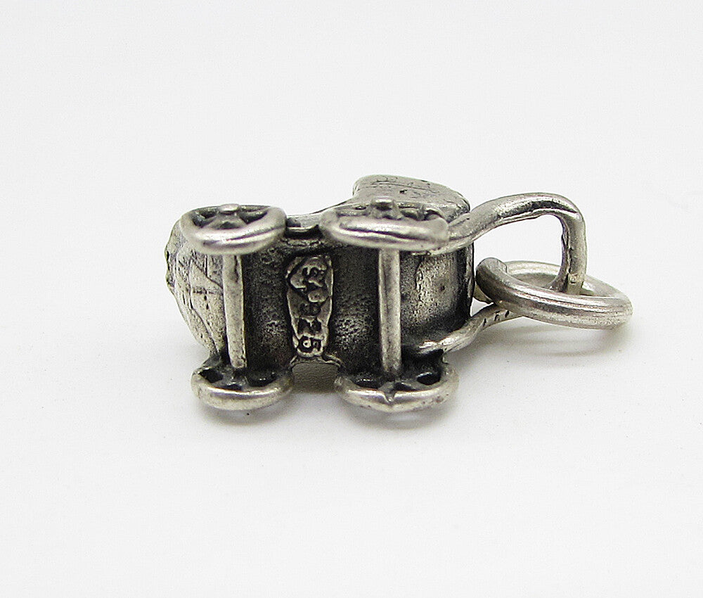 925 Sterling Silver  Vintage Baby Stroller Charm Pendant  PT1880