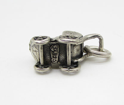 925 Sterling Silver  Vintage Baby Stroller Charm Pendant  PT1880