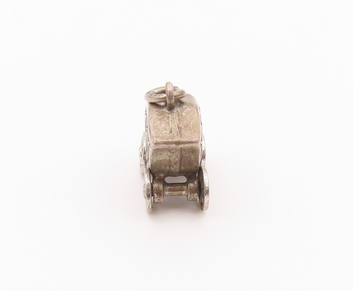 925 Sterling Silver  Vintage Petite Old Fashioned Carriage Pendant  PT18527