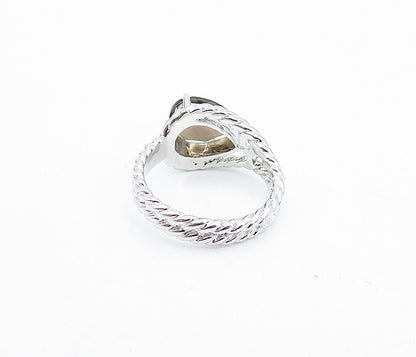 925 Sterling Silver  Tear Drop Smoky Topaz Twist Cocktail Ring Sz 7  RG3939