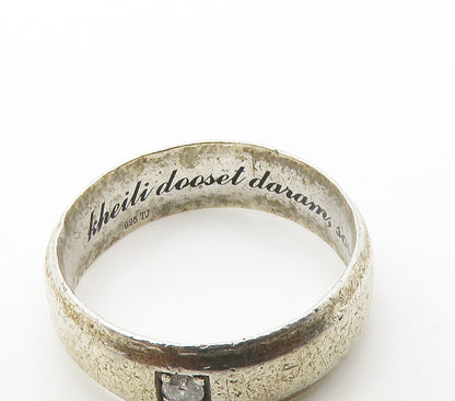 925 Sterling Silver  Vintage Genuine Diamond Accent Band Ring Sz 7.5  RG15532