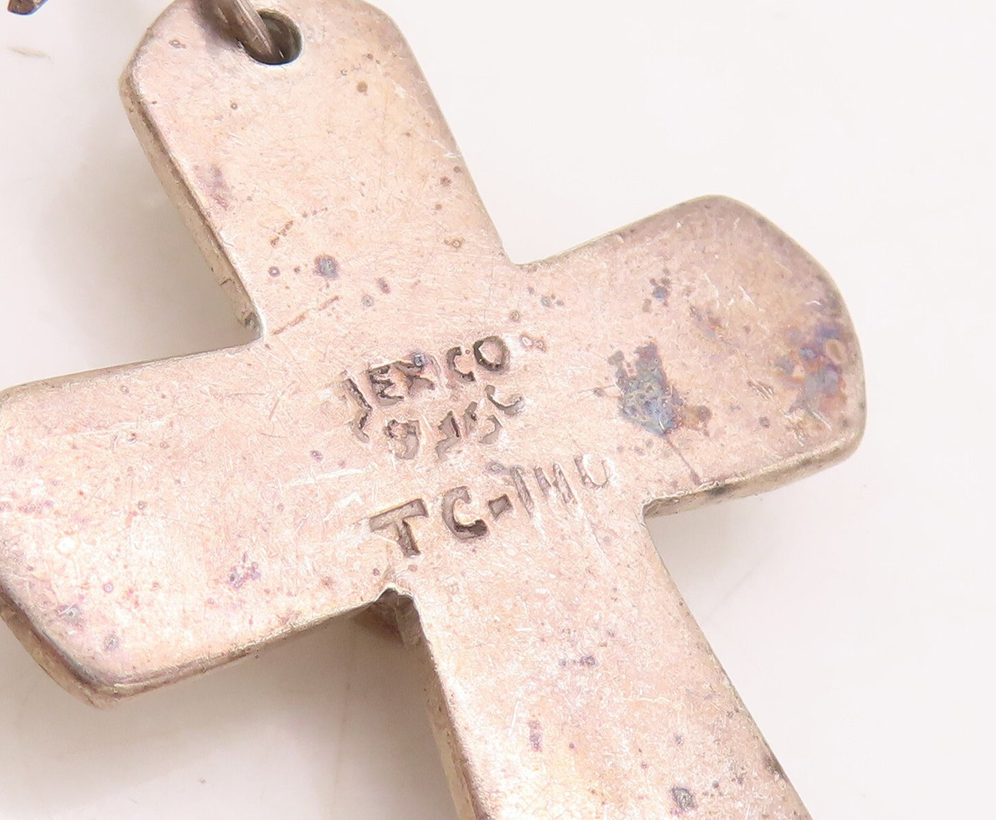 925 Sterling Silver Vintage Earrings MEXICO Larimar Grooved Cross  EG13280