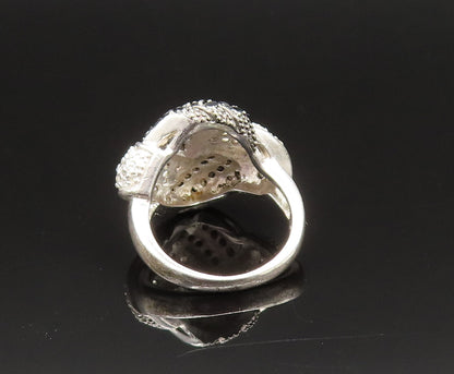 925 Sterling Silver  Vintage Sparkly Spinel & Topaz Knot Ring Sz 5  RG25480