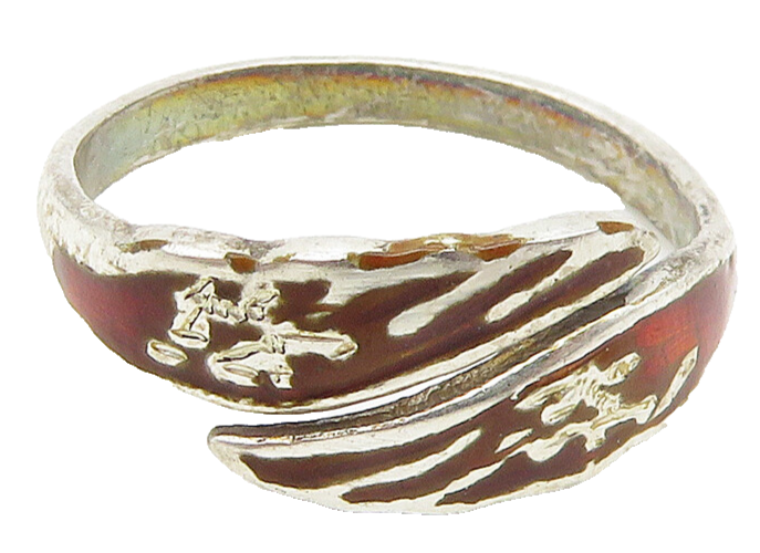 SIAM 925 Sterling Silver  Vintage Enamel Petite Bypass Ring Sz 3  RG17017