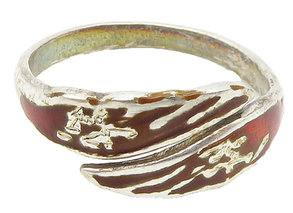 SIAM 925 Sterling Silver  Vintage Enamel Petite Bypass Ring Sz 3  RG17017
