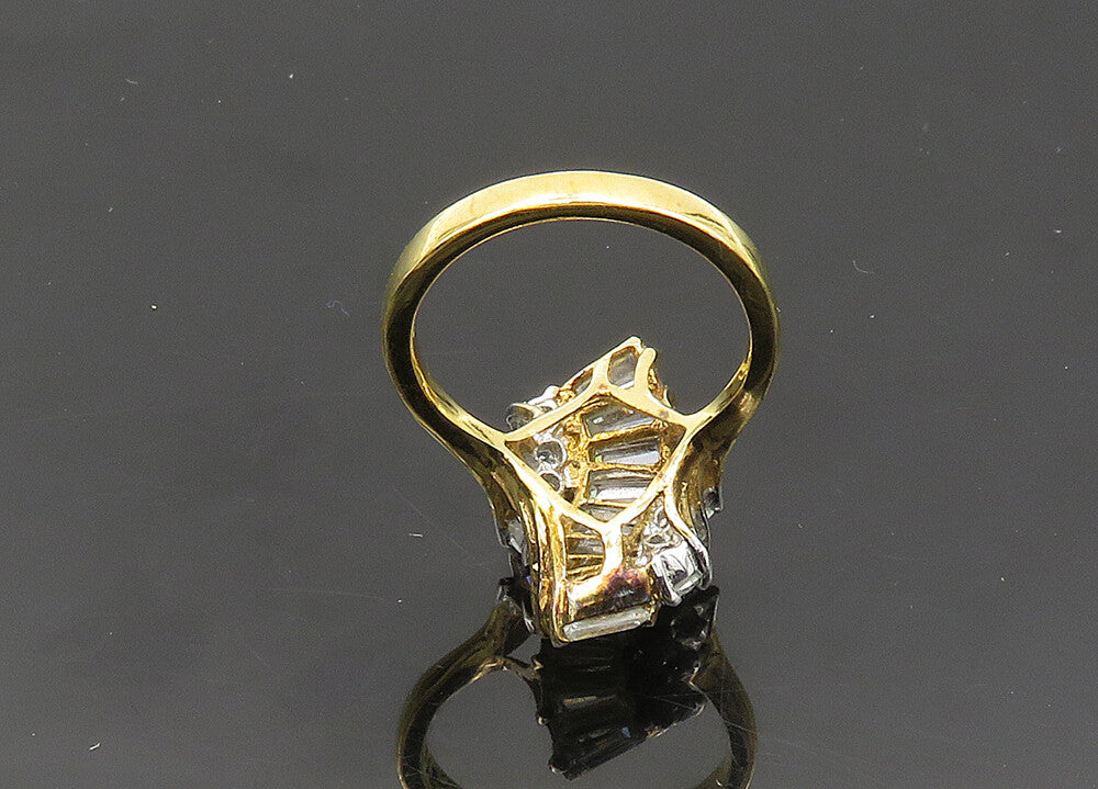 925 Sterling Silver  Vintage Cubic Zirconia Gold Plated Band Ring Sz 6 RG20637
