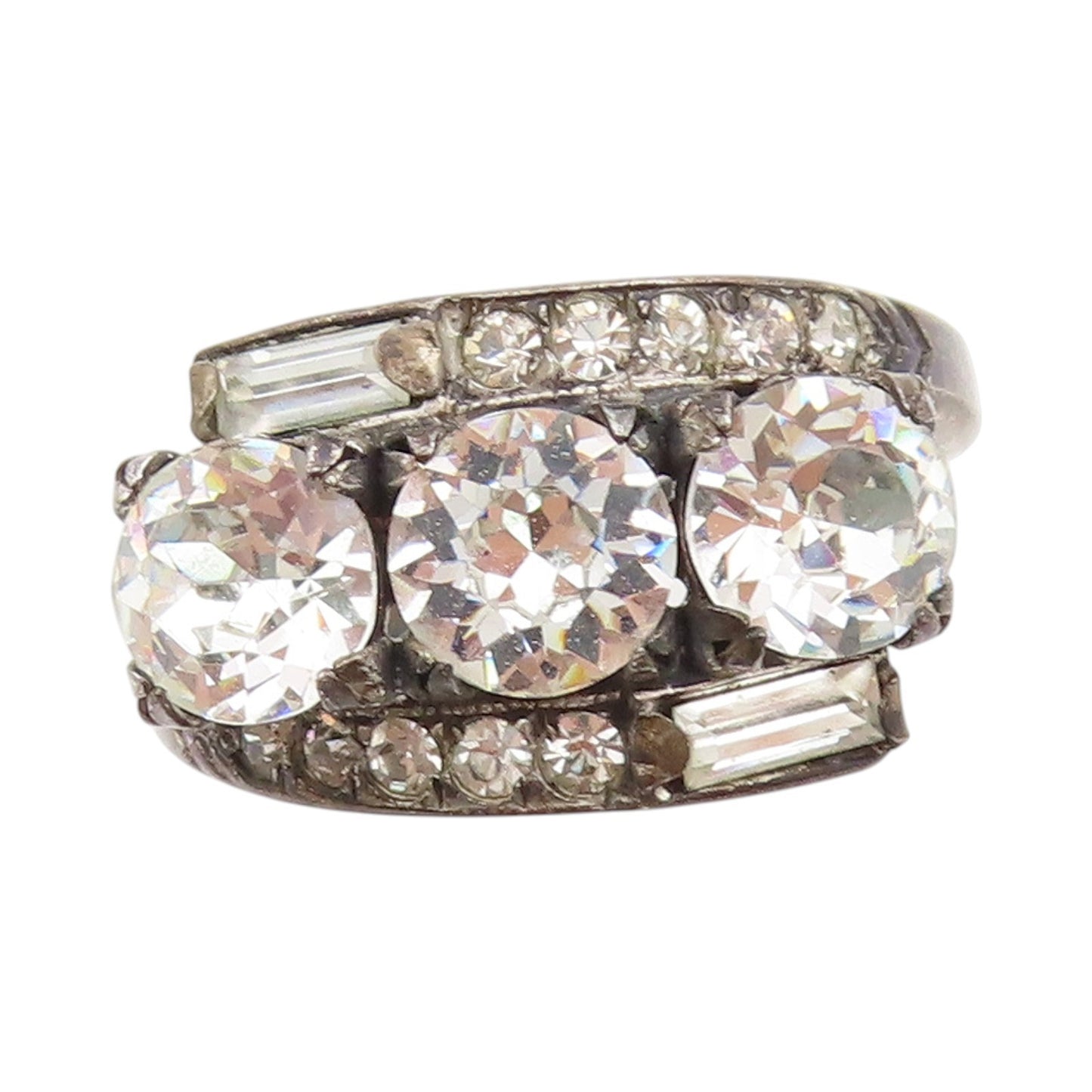 925 Sterling Silver Vintage Ring UNCAS Antique Multi Shape CZ Band Sz 9 RG33531