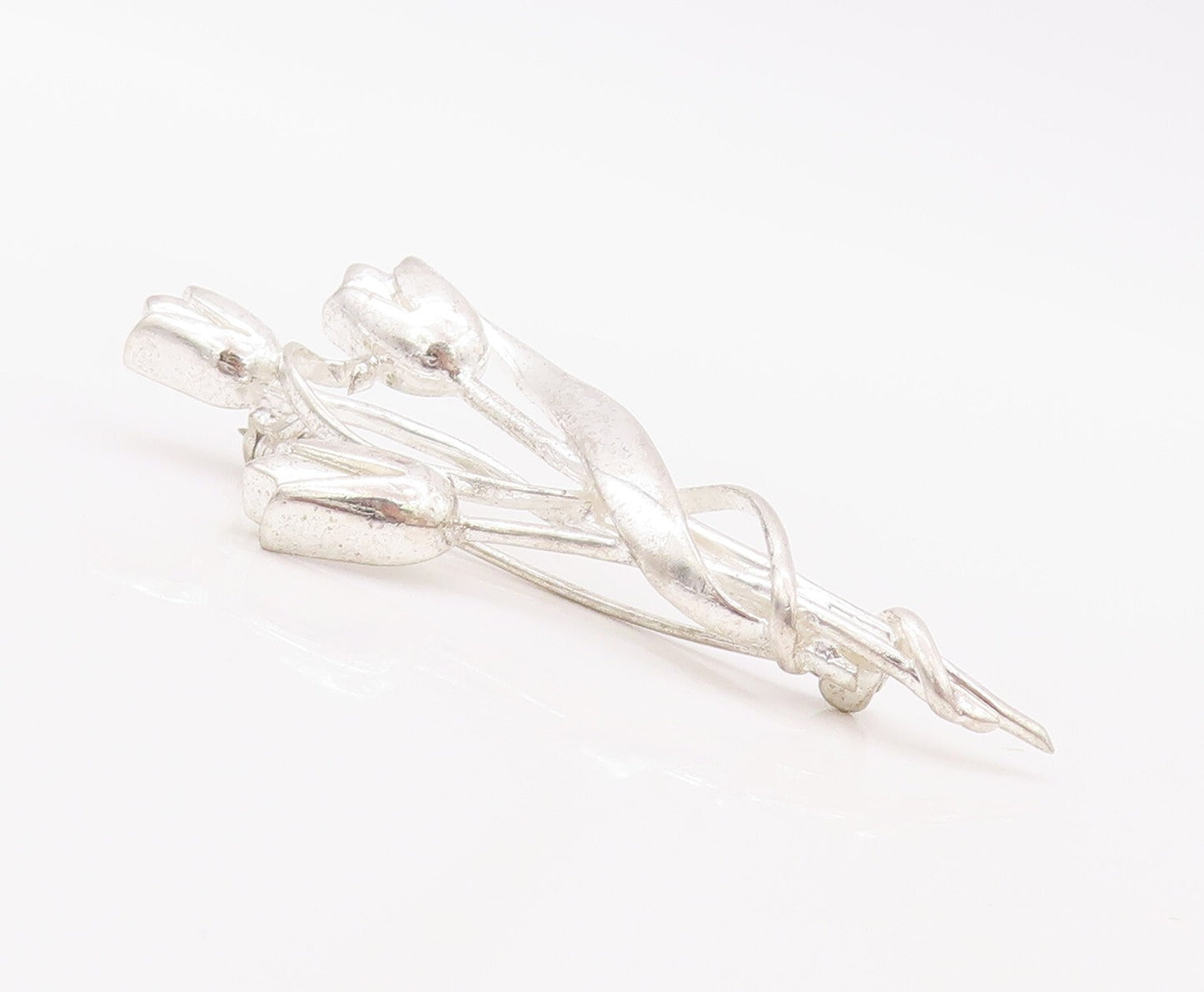925 Sterling Silver Vintage Brooch Pin Solid 3D Cutout Lillis  BP11176